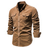 James™ effen kleur corduroy heren overhemd