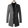 Oliver® Heren lange jas| wollen winddicht buttun fleece