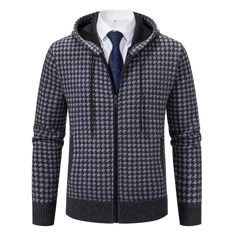 Oliver® heren fleece trui met opstaande kraag in zakelijke stijl