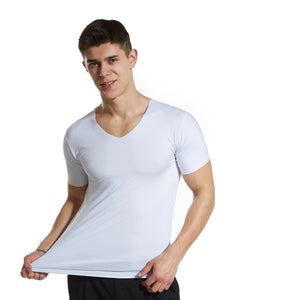 James™ sport stijl wit ijs zijde v hals t shirt herren