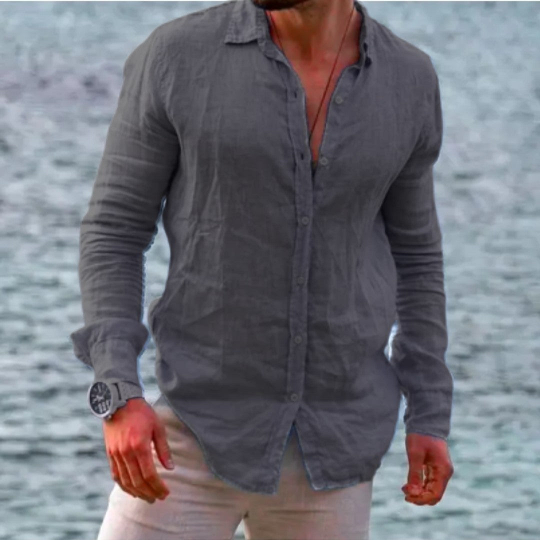 James™ Linnen Overhemd Heren Katoenen Linnen Patroon Casual