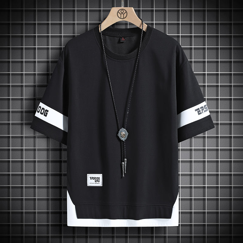 James™ zwart gestreept oversized t-shirt met ronde hals