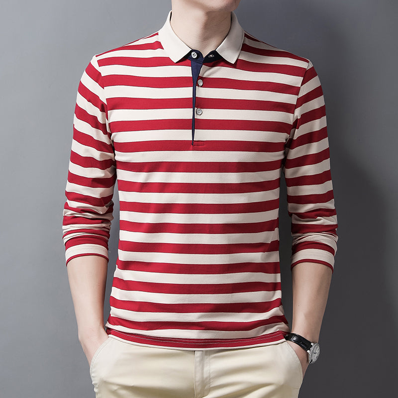 James™ color block horizontale strepen Polo lange mouwen