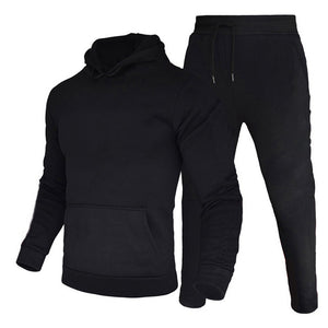 James™ Sport stijl wollen zwarte hoodie eenvoudige broek Heren trainingspak