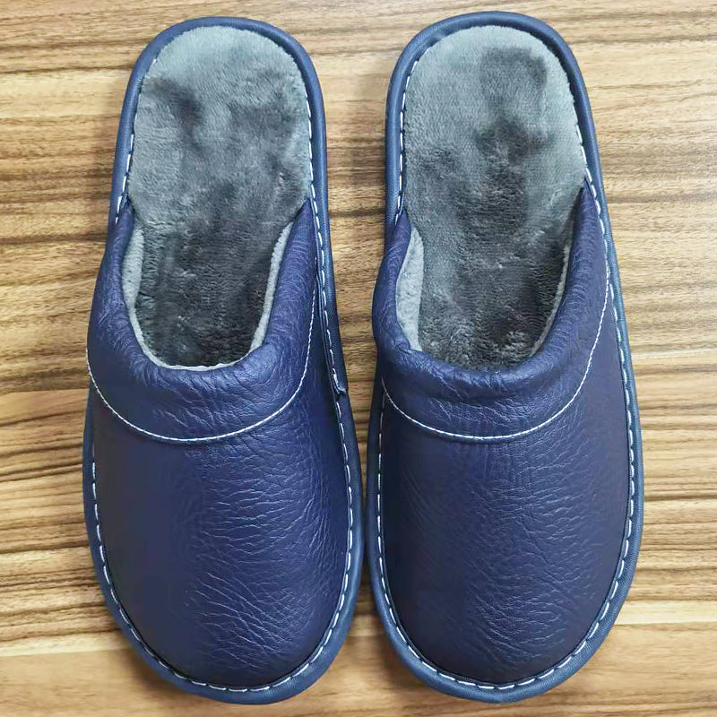 Tommy™ blauw lederen winddichte comfortabele herenpantoffels