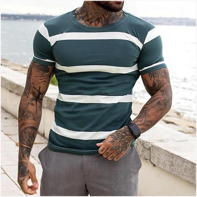 James' Simpele Gestreepte Heren Zomer T-shirt - O-Hals, Losse Pasvorm, Casual Shirt