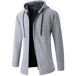 Oliver® Heren lange jas| winddicht fleece met capuchon