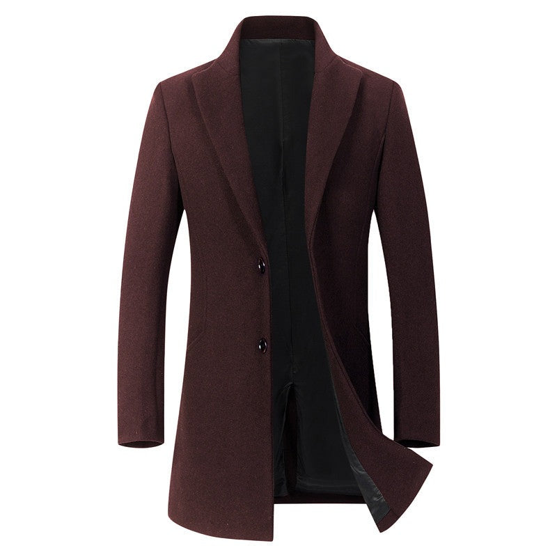 Oliver® Heren lange jas| wollen winddicht buttun fleece