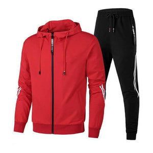 James™ rode rits hoodie zwart gestreepte broek Heren trainingspak