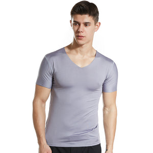 James™ sport stijl wit ijs zijde v hals t shirt herren