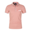 James Blauw Polo voor Heren met Gestreepte Boorden en Logo