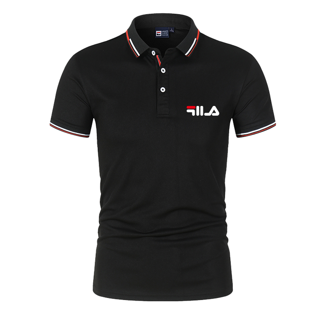 James Blauw Polo voor Heren met Gestreepte Boorden en Logo