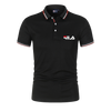James Blauw Polo voor Heren met Gestreepte Boorden en Logo