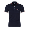 James Blauw Polo voor Heren met Gestreepte Boorden en Logo