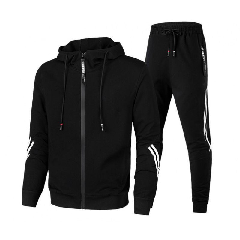 James™ rode rits hoodie zwart gestreepte broek Heren trainingspak