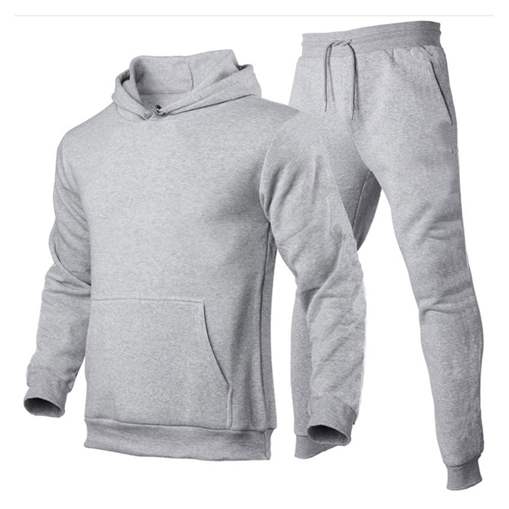 James™ Sport stijl wollen zwarte hoodie eenvoudige broek Heren trainingspak