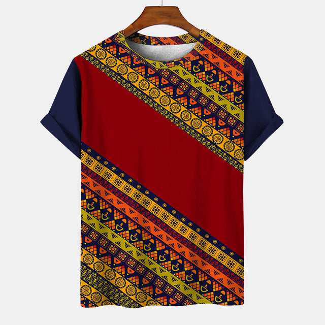 James Gestreept Patchwork Heren T-shirt - 3D Print Korte Mouw