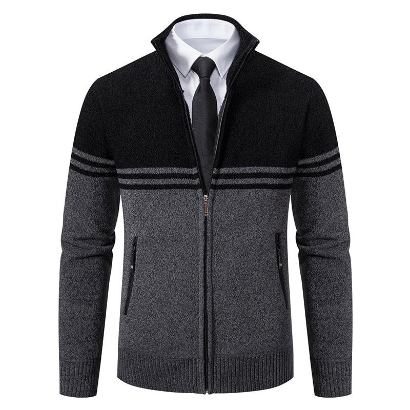 Oliver® fleece trui met kleurblok patch stijl voor heren