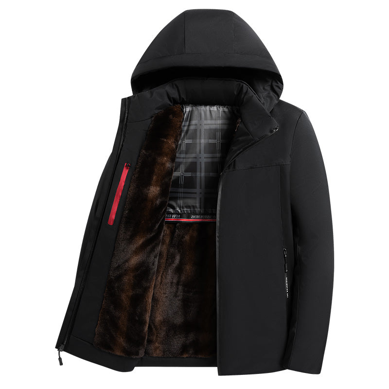 Tommy™ wollen dikke waterdichte capuchon met rits parka winterjas