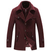 Oliver® Heren lange jas| wollen winddichte rits met revers
