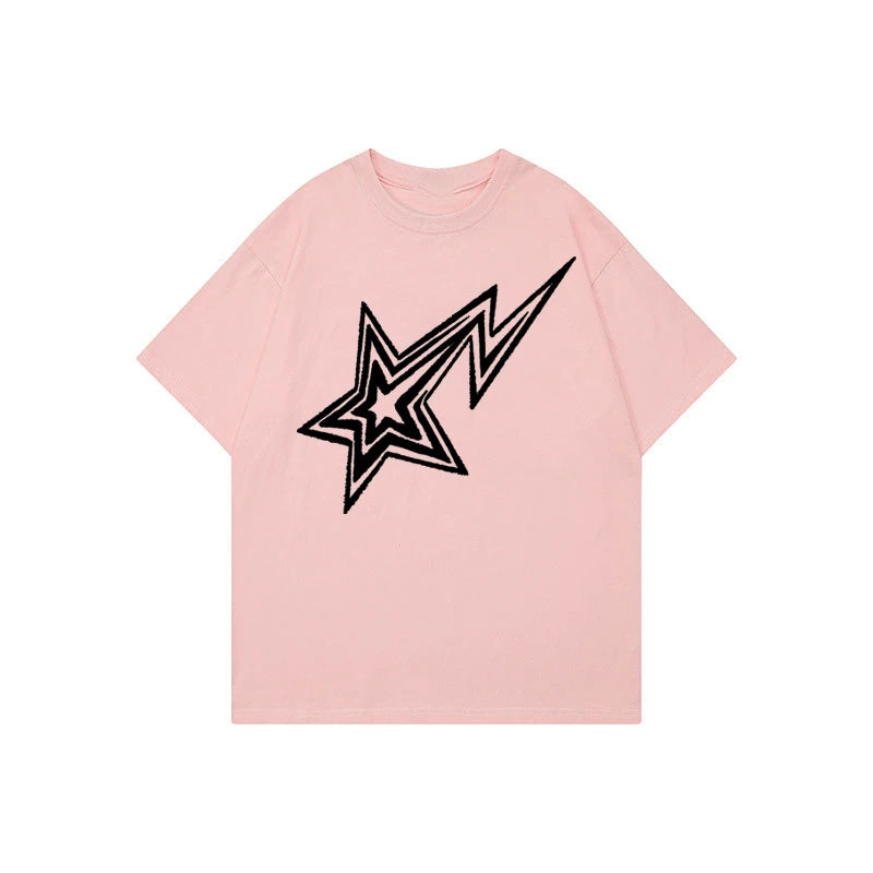 James Modieuze Oversized Ster Print T-shirt - Harajuku Heren Shirt