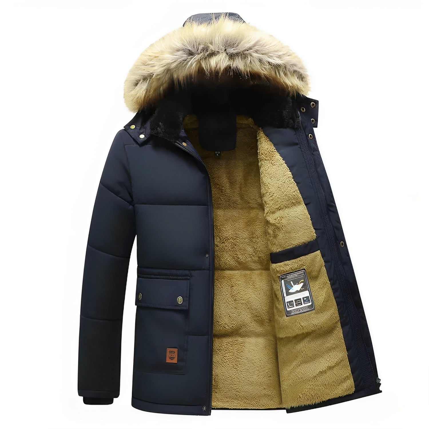 Tommy™ bontkraag dikke gevoerde zwarte Parka winterjas