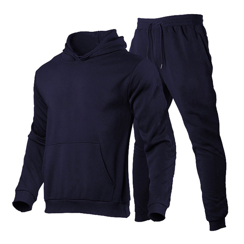 James™ Sport stijl wollen zwarte hoodie eenvoudige broek Heren trainingspak