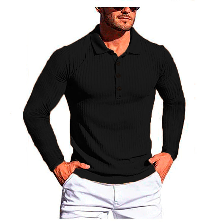 James™ slim fit gestreepte Polo lange mouwen