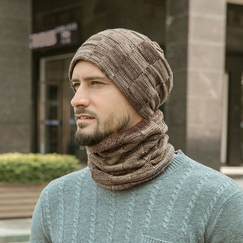 Oliver® gevoerde wollen grijze heren sjaal met ruitpatroon