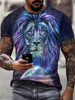 James Felle Leeuw/Tijger Print 3D Heren T-shirt - Oversized Designer Tops