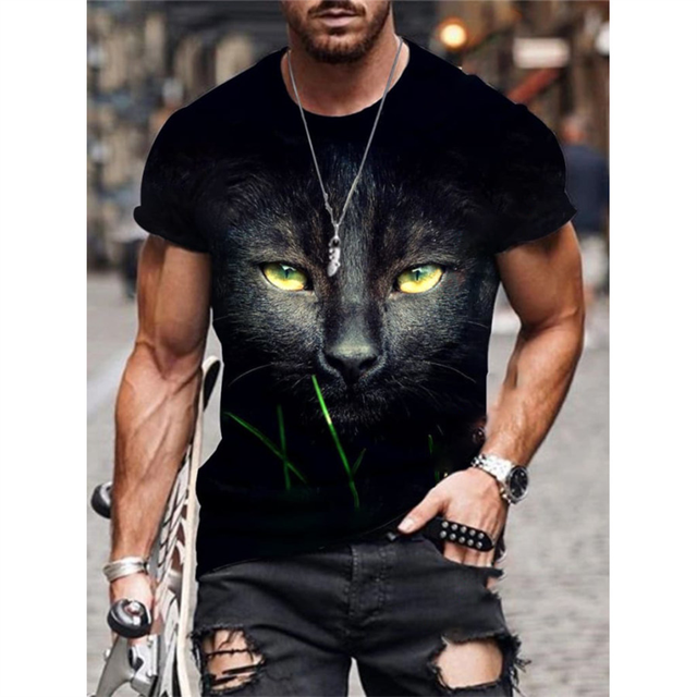 James Felle Leeuw/Tijger Print 3D Heren T-shirt - Oversized Designer Tops