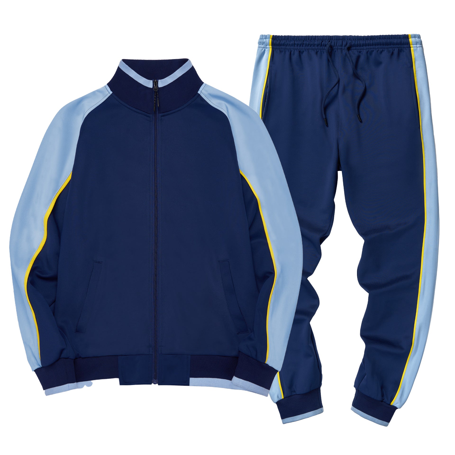 James™ Sport stijl patchwork rits met slanke broek Heren trainingspak