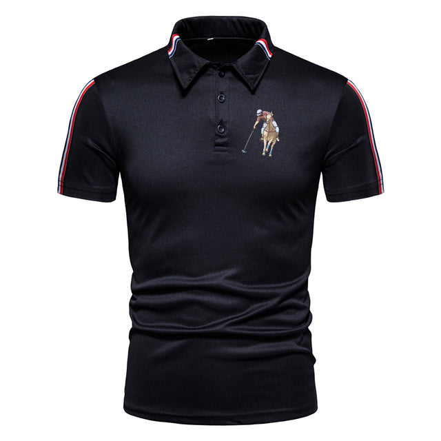 James Mannen Polo met Suède Look en Zakje - Beige