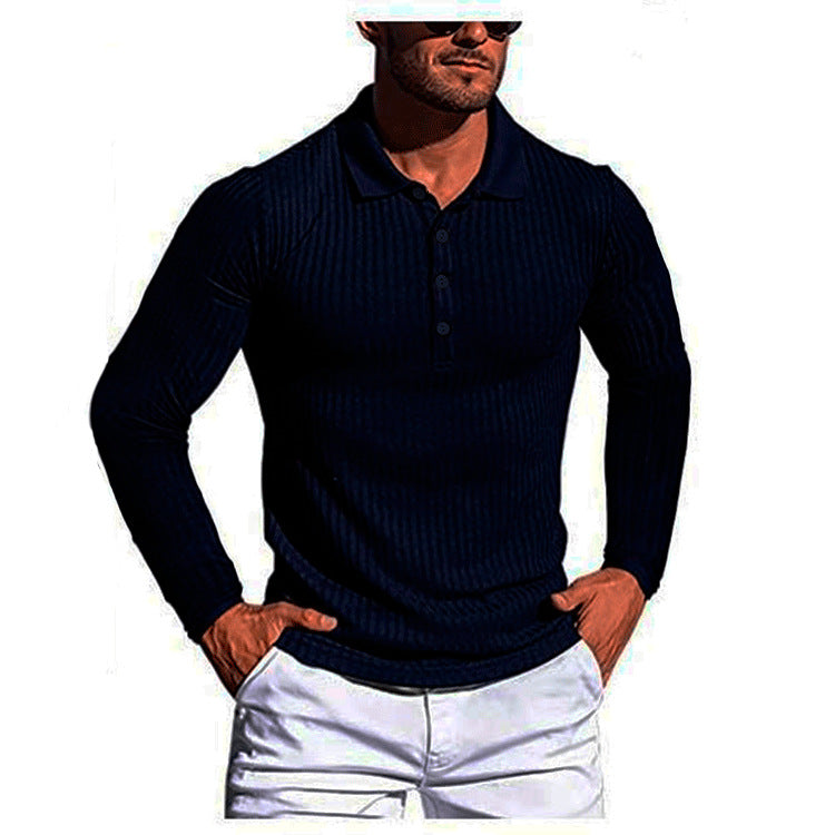 James™ slim fit gestreepte Polo lange mouwen