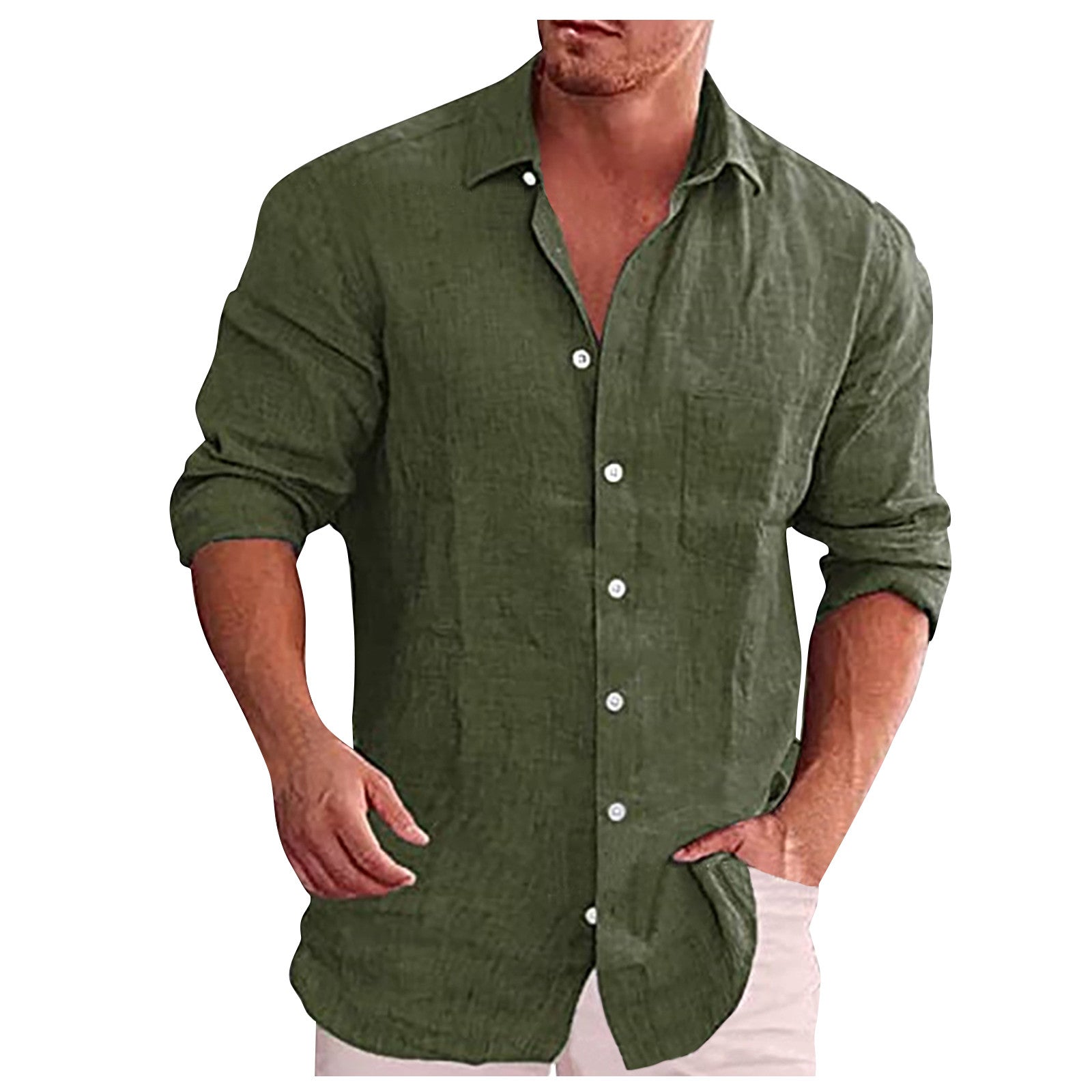James™ Linnen Overhemd Heren Effen Losse Boho Tops