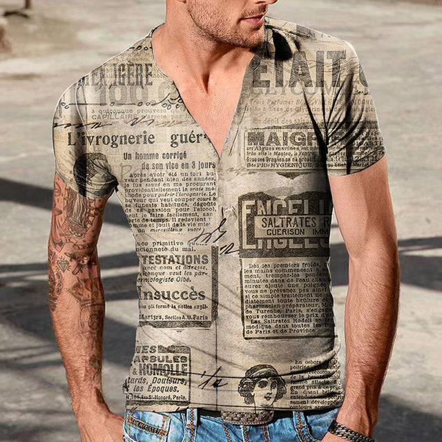 James Zomer Heren T-shirt Gestreept Print Casual Mode