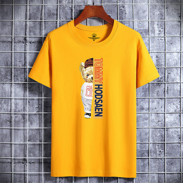 James - Zomer Heren T-shirt - Casual Tee - Eenvoudige Beerprint T-shirt - Katoenen Oversized T-shirt - O-hals - Korte Mouw - Mannelijke Top