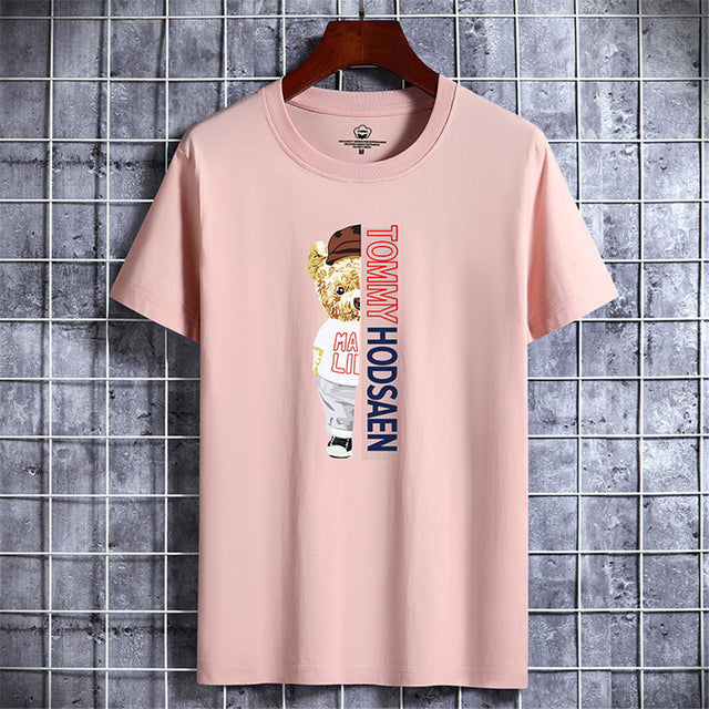 James - Zomer Heren T-shirt - Casual Tee - Eenvoudige Beerprint T-shirt - Katoenen Oversized T-shirt - O-hals - Korte Mouw - Mannelijke Top