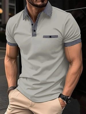 James™ Slim fit heren polo met meerkleurige reverszak