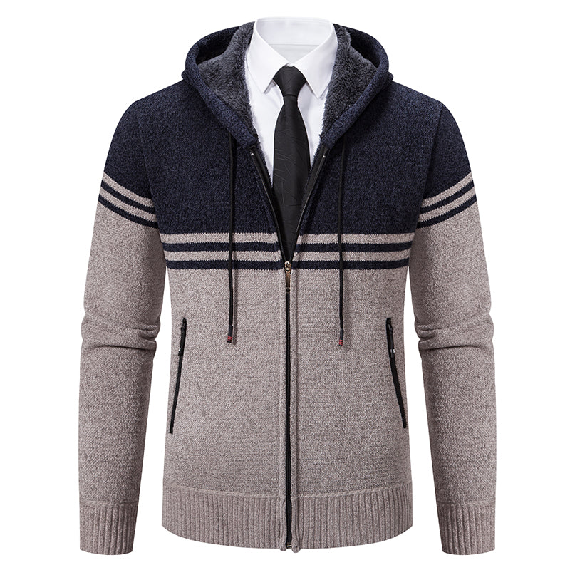 Oliver® fleece trui met kleurblok patch stijl voor heren