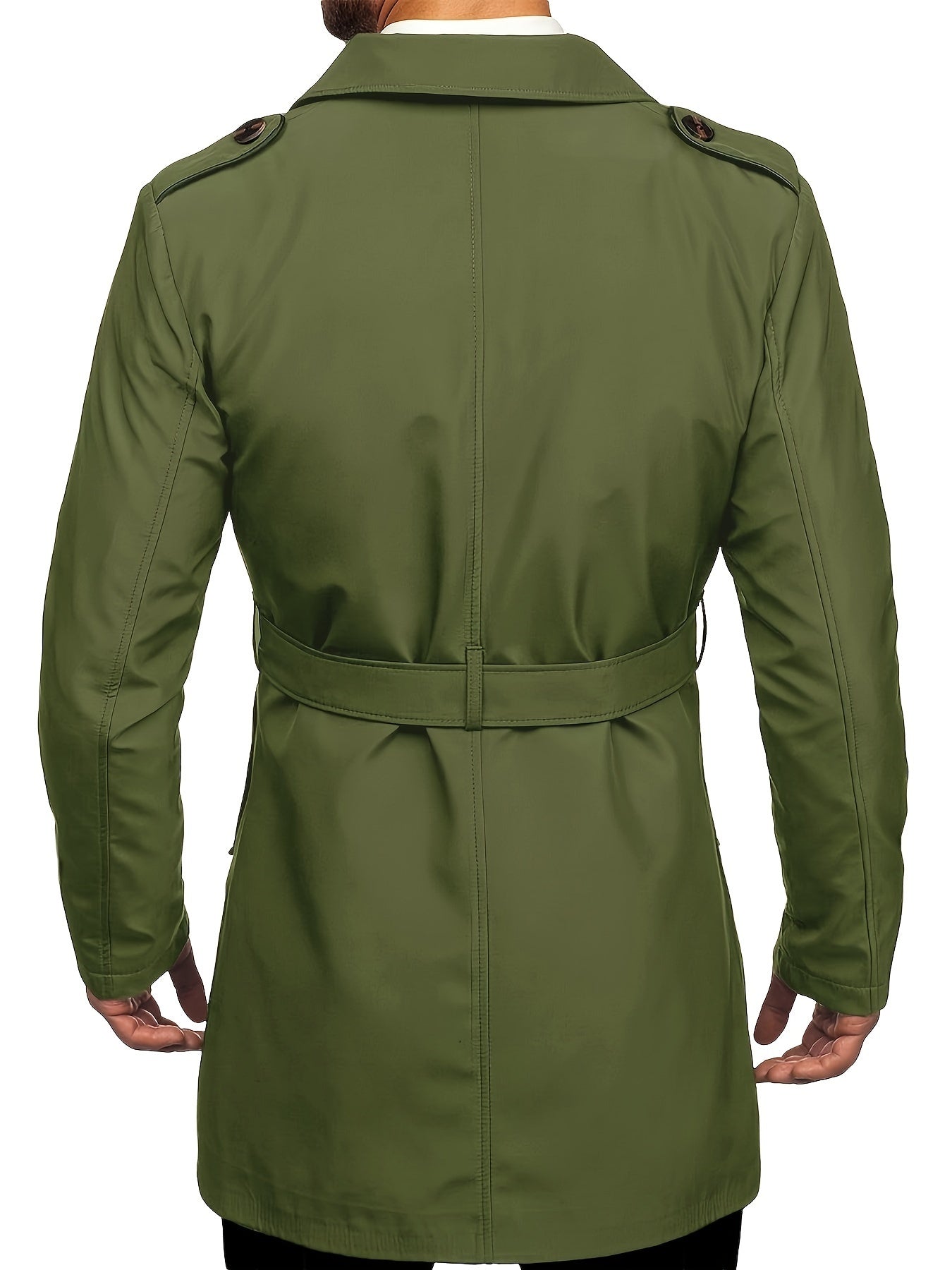 Coatify - Heren Dubbelknoop Trenchcoat met Tailleband en Stormflap