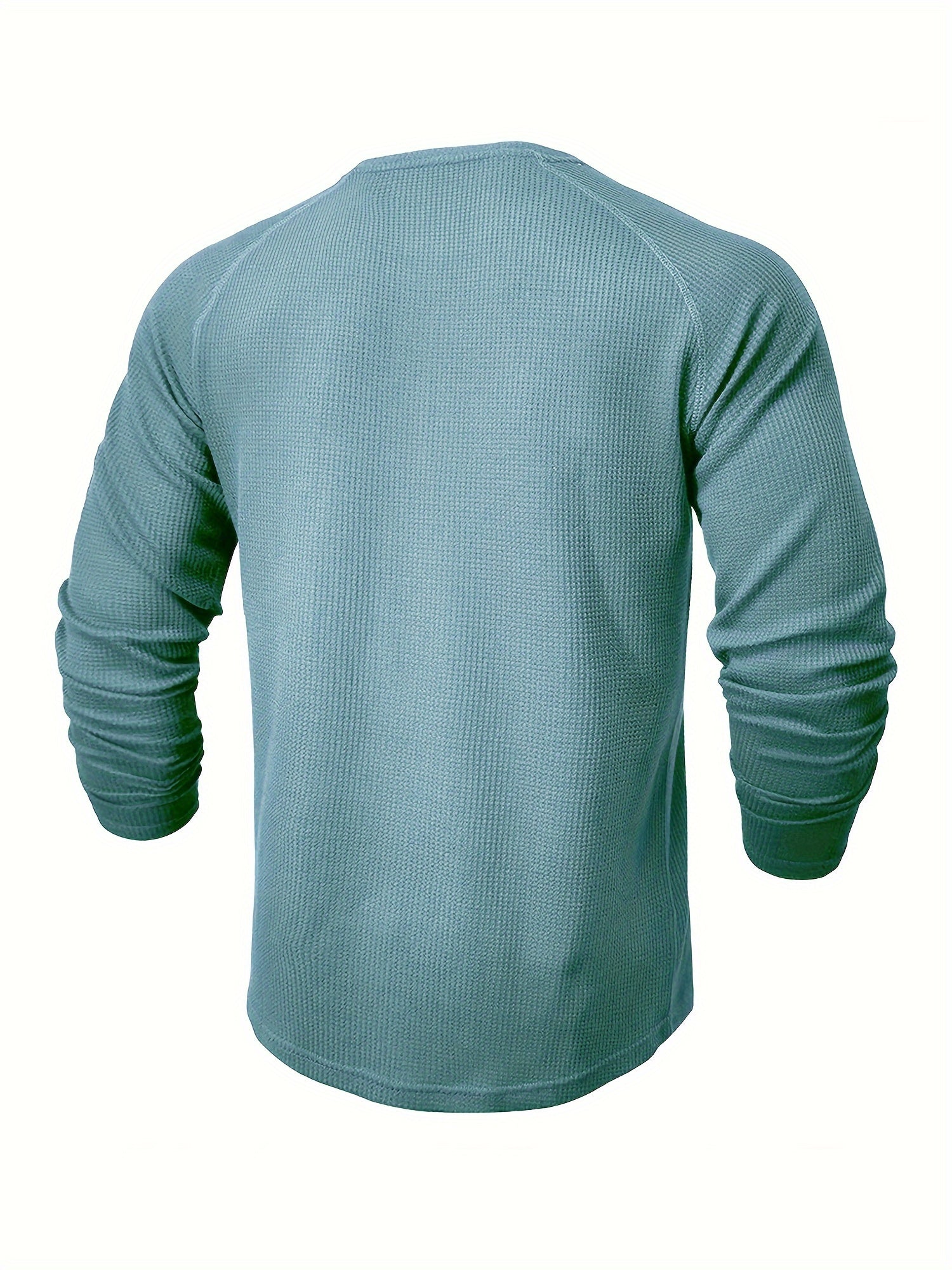 WarmTui - Heren Wafelgebreide Lange Mouw Henley Shirt met Contrasterende Sluiting