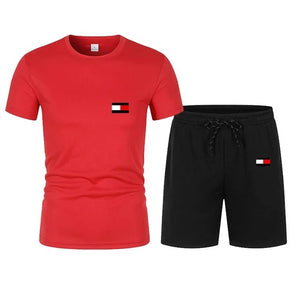 James™ contrasterende shirt en shorts heren trainingspak