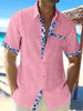 James™ Linnen Overhemd Heren Vintage Effen Kleur Turn-Down Kraag