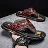 Hudson™ zwarte krokodil handgemaakte heren slippers