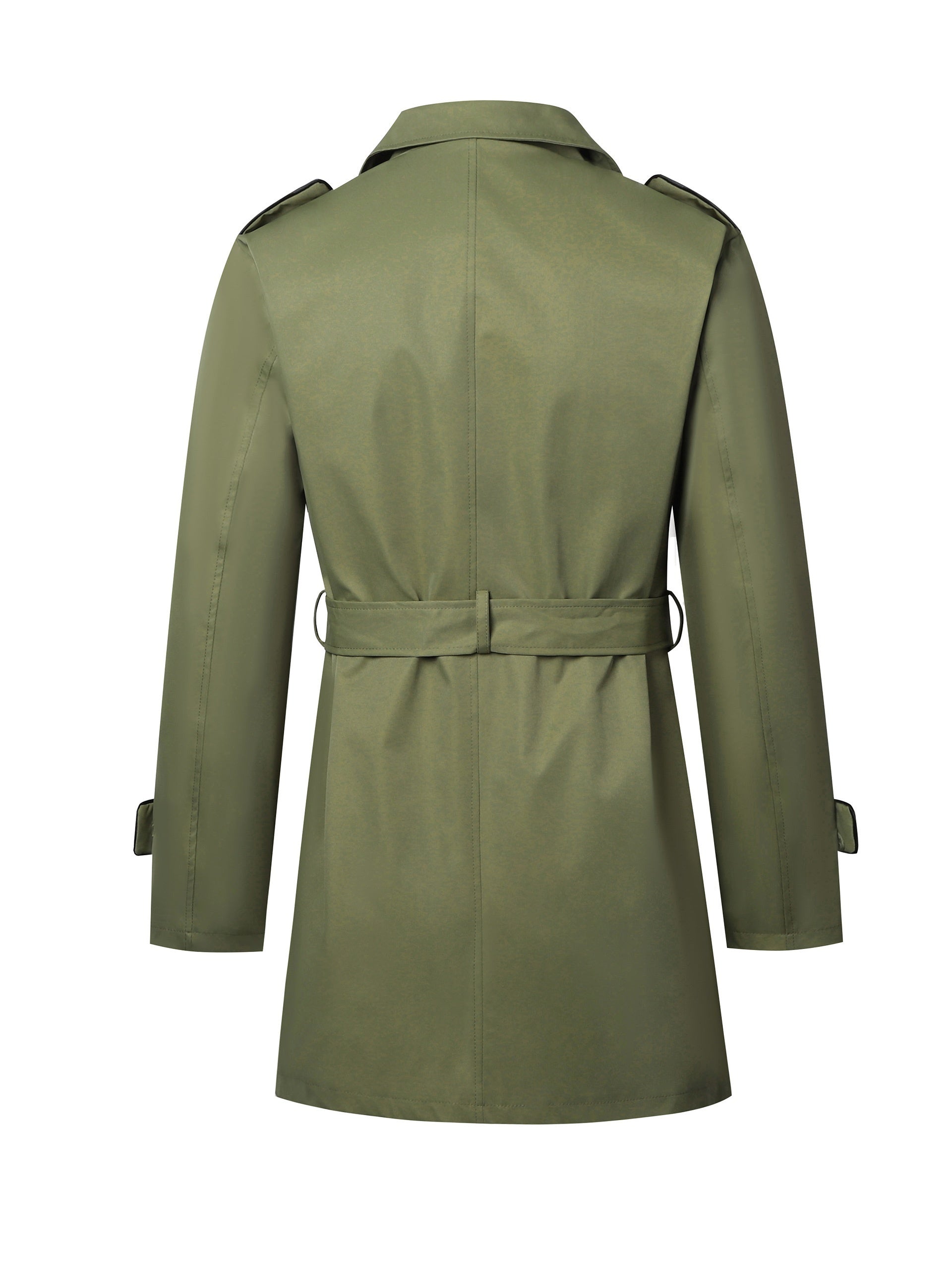 Coatify - Heren Dubbelknoop Trenchcoat met Tailleband en Stormflap