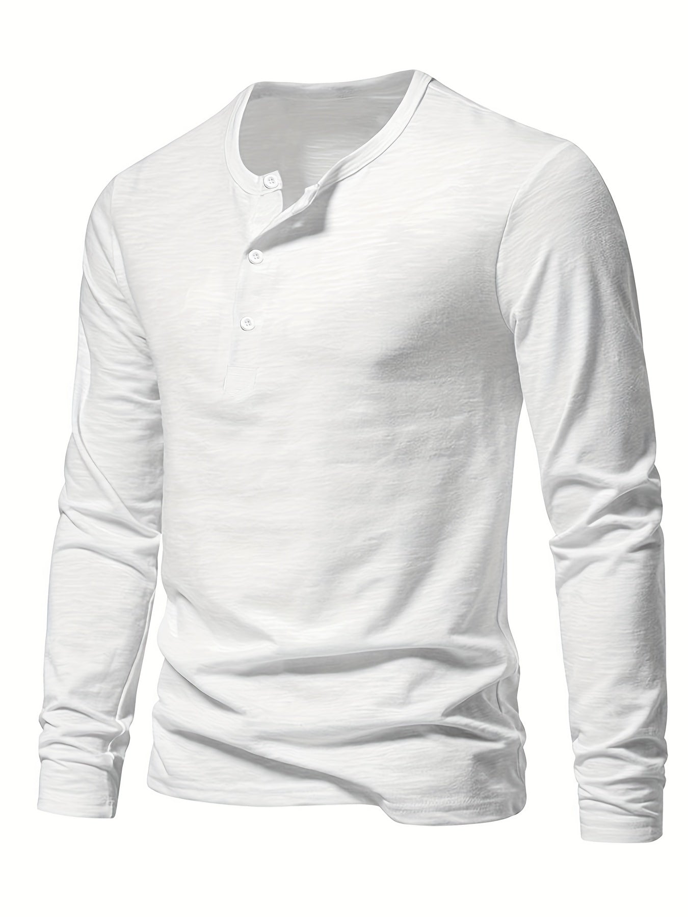 Elder - Heren Lange Mouw Henley Shirt met Knoopsluiting