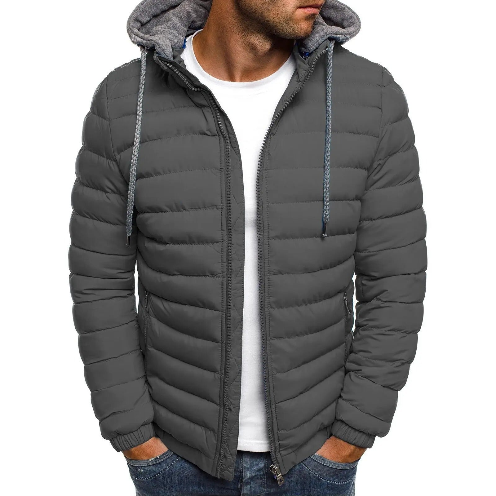 Oliver® grijze hoodie lichtgewicht heren gewateerde jas
