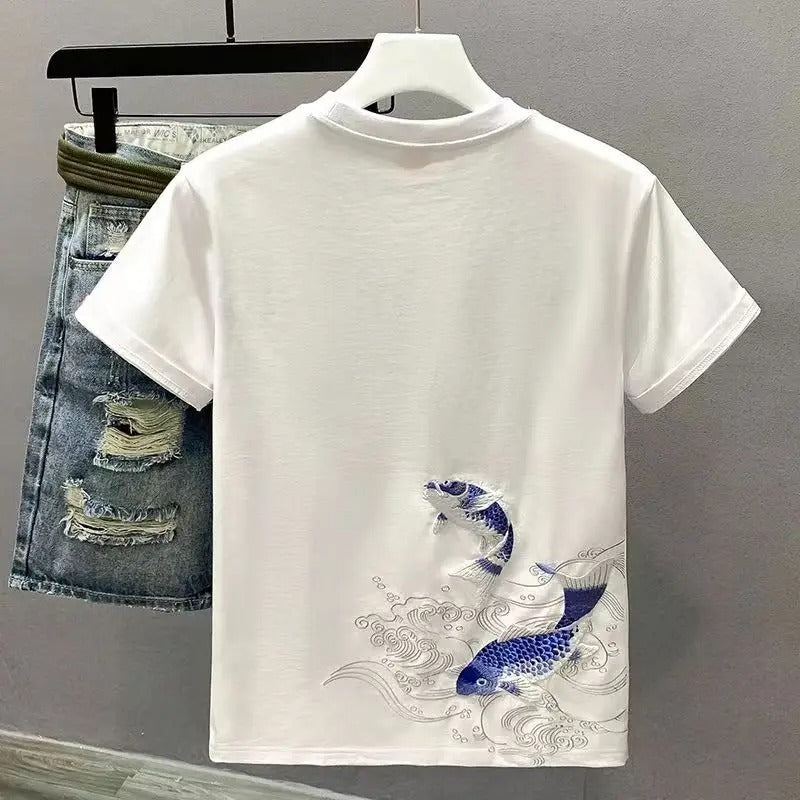 James™ witte vissenprint lichtgewicht heren t-shirts
