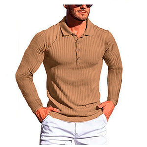 James™ slim fit gestreepte Polo lange mouwen